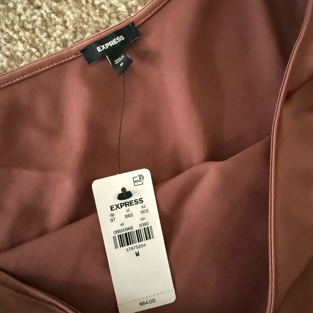 NWT Express One-Shoulder Satin Blouse - Mauve - Picture 3 of 3